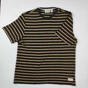 Nwt Scotch And Soda Striped Dark Navy and Tan Men's M Shirt Tee Casual Unisex